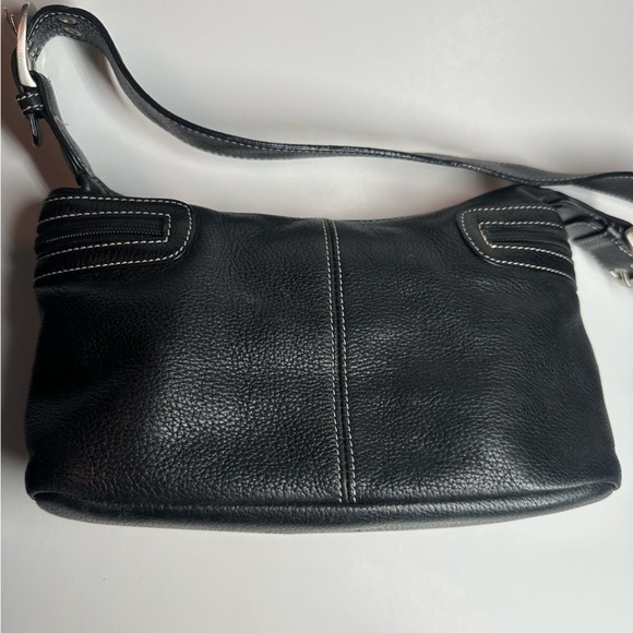 Tignanello Shoulder Bag Black Genuine Leather Pebble Purse Y2K Moto Classic - Picture 5 of 14
